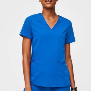 Figs Casma Three Pocket Scrub Top in Royal Blue